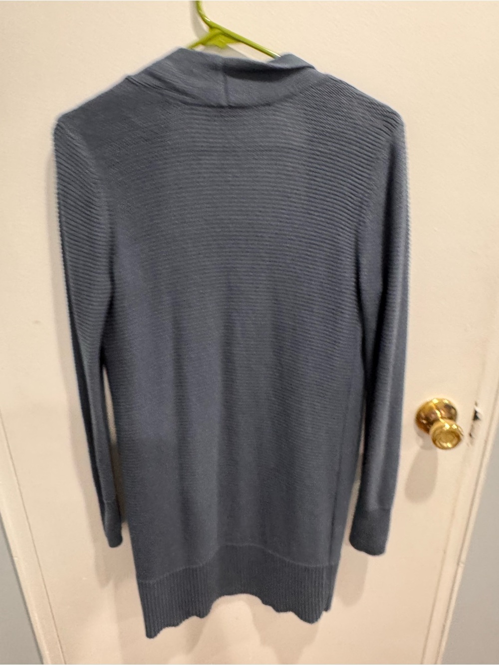 LOFT Slate Blue Open-Front Ribbed Cardigan - Picture 3 of 3
